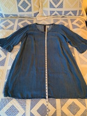 Cato Woman Light Blue Denim-Look Tunic Dress with Gold Zipper Suze 20W